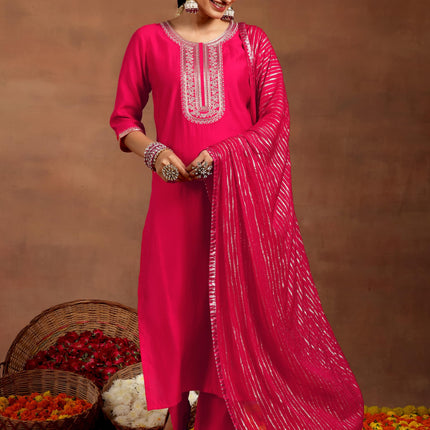 Libas Women's Silk Blend Kurta Set (GS961_Pink 