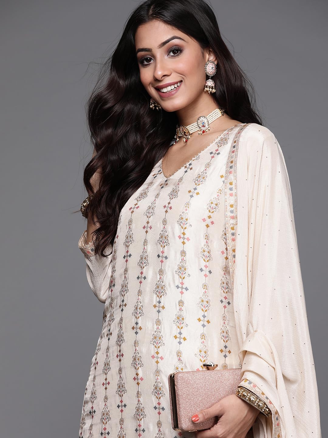 Libas Women's Silk Blend Kurta Sets (33338O_Beige 