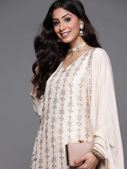 Libas Women's Silk Blend Kurta Sets (33338O_Beige 
