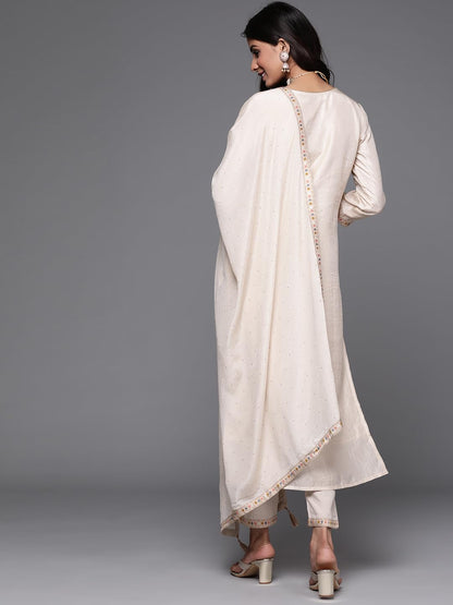 Libas Women's Silk Blend Kurta Sets (33338O_Beige 