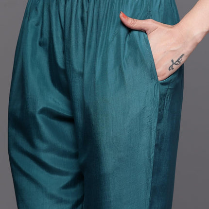 Libas Women's Silk Blend Kurta Sets (33343O_Teal 