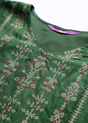 Libas Women's Silk Blend Kurta Sets (33344O_Green 