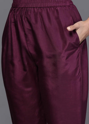 Libas Women's Silk Blend Kurta Sets (33345O_Purple 