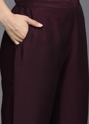 Libas Women's Silk Blend Kurta Sets (34831_Burgundy 
