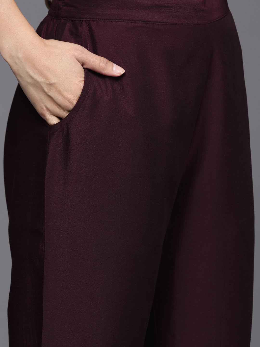 Libas Women's Silk Blend Kurta Sets (34831_Burgundy 