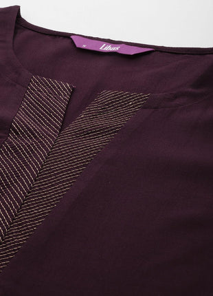 Libas Women's Silk Blend Kurta Sets (34831_Burgundy 