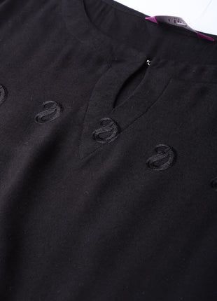 Libas Women's Viscose Rayon A-Line Long Casual Dress (8404MJ_Black 