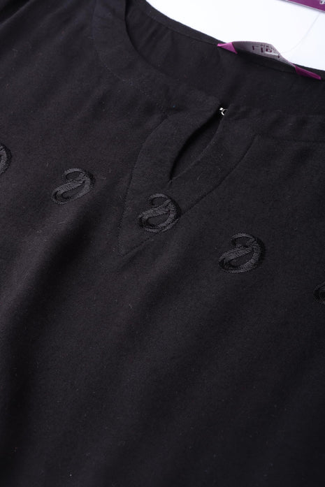 Libas Women's Viscose Rayon A-Line Long Casual Dress (8404MJ_Black 