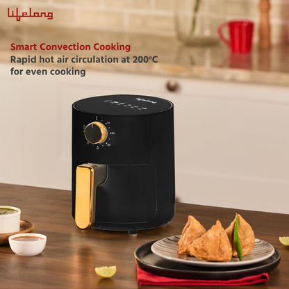 Lifelong 2.5L Air Fryer For Home-800W Small Airfryer Machine To Fry,Bake&Roast With Timer Control-Oil Free Fryer Machine-Electric Air-Fryer With 360° Hot Air Circulation Technology (Llhf26),Black 