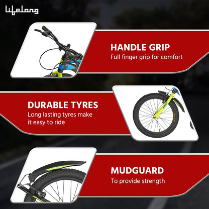 Lifelong 20T Cycle for Kids 5 to 8 Years - Bike for Boys and Girls - 85% Pre-Assembled, Frame Size: 12" - Suitable for Children 3 Feet 10 Inch+ Height - Unisex Cycle (Tribe, Yellow & Black),Rigid 