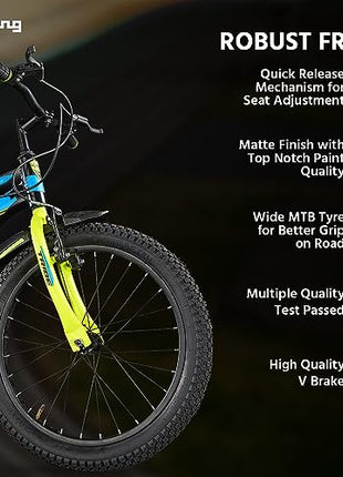 Lifelong 20T Cycle for Kids 5 to 8 Years - Bike for Boys and Girls - 85% Pre-Assembled, Frame Size: 12" - Suitable for Children 3 Feet 10 Inch+ Height - Unisex Cycle (Tribe, Yellow & Black),Rigid 