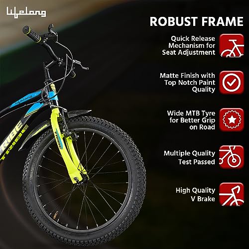 Lifelong 20T Cycle for Kids 5 to 8 Years - Bike for Boys and Girls - 85% Pre-Assembled, Frame Size: 12" - Suitable for Children 3 Feet 10 Inch+ Height - Unisex Cycle (Tribe, Yellow & Black),Rigid 