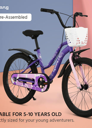 Lifelong 20T Cycle for Kids 5 to 8 Years-Rigid Bicycle for Girls-Single Speed Bike/Bicycle-95% Pre-Assembled-Balance Wheels-Suitable for Young Girls-Above 3 Feet 10Inch+ Height (llbc2005), Purple 