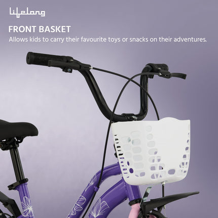 Lifelong 20T Cycle for Kids 5 to 8 Years-Rigid Bicycle for Girls-Single Speed Bike/Bicycle-95% Pre-Assembled-Balance Wheels-Suitable for Young Girls-Above 3 Feet 10Inch+ Height (llbc2005), Purple 