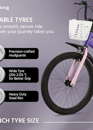 Lifelong 20T Cycle for Kids 5 to 8 Years-Rigid Bicycle for Girls-Single Speed Bike/Bicycle-95% Pre-Assembled-Balance Wheels-Suitable for Young Girls-Above 3 Feet 10Inch+ Height (llbc2005), Purple 