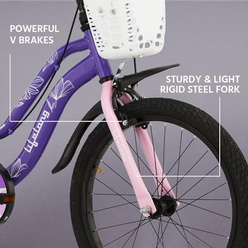 Lifelong 20T Cycle for Kids 5 to 8 Years-Rigid Bicycle for Girls-Single Speed Bike/Bicycle-95% Pre-Assembled-Balance Wheels-Suitable for Young Girls-Above 3 Feet 10Inch+ Height (llbc2005), Purple 