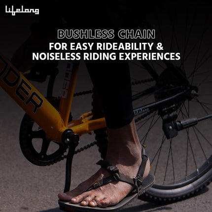 Lifelong 26T Cycle for Men & Women – Mountain Bicycle with Wide MTB Tyres – Premium Single Speed Rigid Fork Gear Cycle – Bike with Padded Saddle, High Handlebar & Soft Rubber Grips (Black & Orange) 