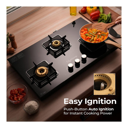 Lifelong 3 Gas Burner Tops - 3 Burners Hob Top Gas Stove with Automatic Ignition - Toughened Glass Top Gas Stoves for Home & Kitchen - Automatic Gas Stove for Modular Kitchen (LLHT007) 