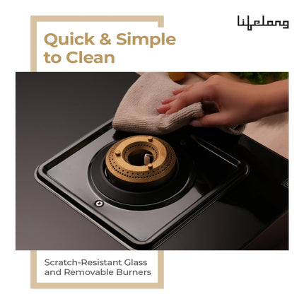 Lifelong 3 Gas Burner Tops - 3 Burners Hob Top Gas Stove with Automatic Ignition - Toughened Glass Top Gas Stoves for Home & Kitchen - Automatic Gas Stove for Modular Kitchen (LLHT007) 