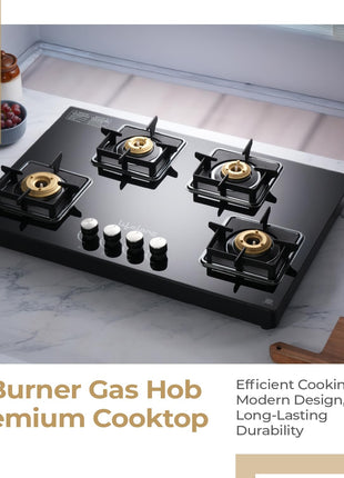 Lifelong 4 Gas Burner Tops - 4 Burners Hob Top Gas Stove with Automatic Ignition - Toughened Glass Top Gas Stoves for Home & Kitchen - Automatic Gas Stove for Modular Kitchen (LLHT008) 