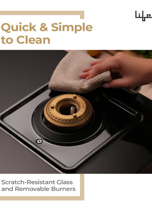 Lifelong 4 Gas Burner Tops - 4 Burners Hob Top Gas Stove with Automatic Ignition - Toughened Glass Top Gas Stoves for Home & Kitchen - Automatic Gas Stove for Modular Kitchen (LLHT008) 