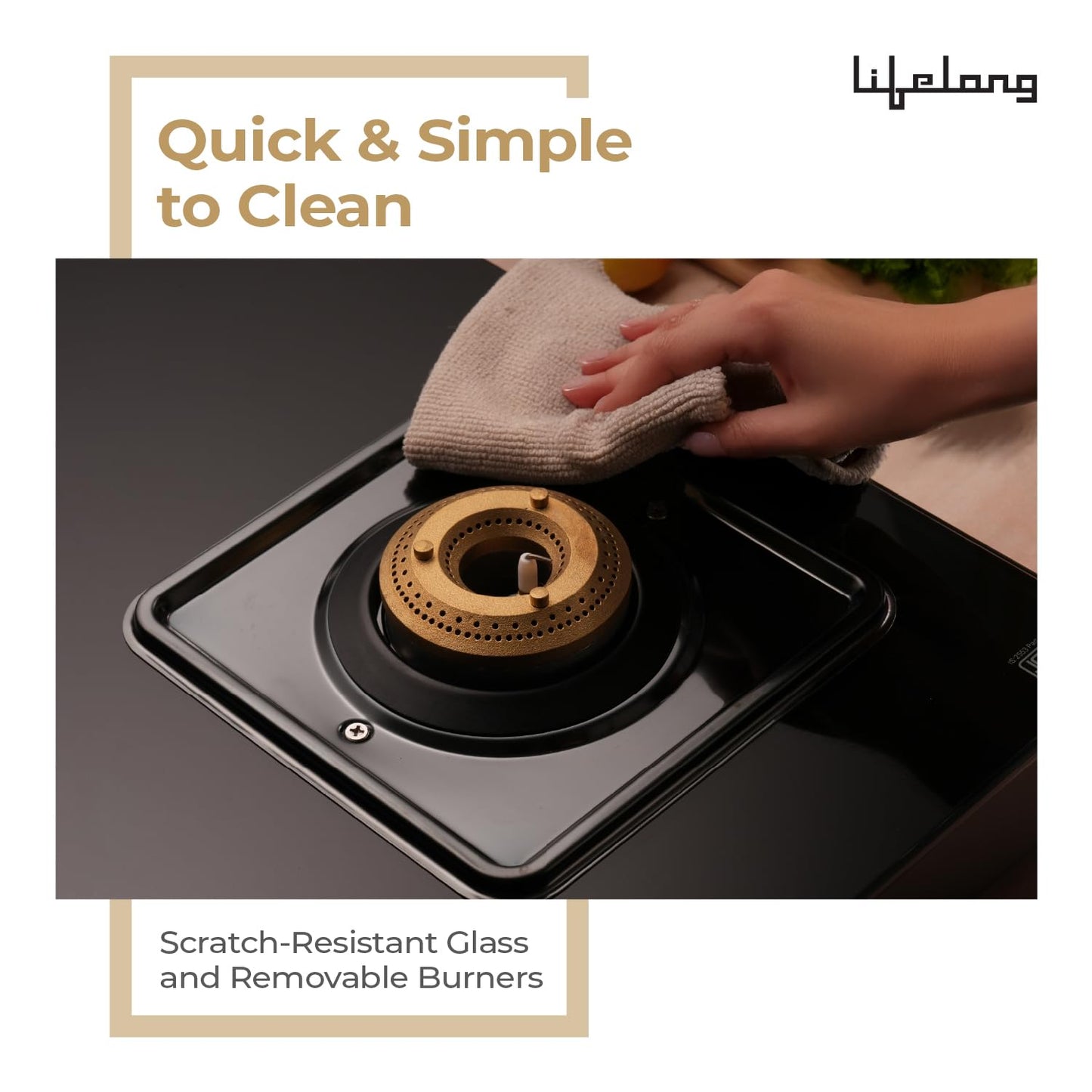 Lifelong 4 Gas Burner Tops - 4 Burners Hob Top Gas Stove with Automatic Ignition - Toughened Glass Top Gas Stoves for Home & Kitchen - Automatic Gas Stove for Modular Kitchen (LLHT008) 