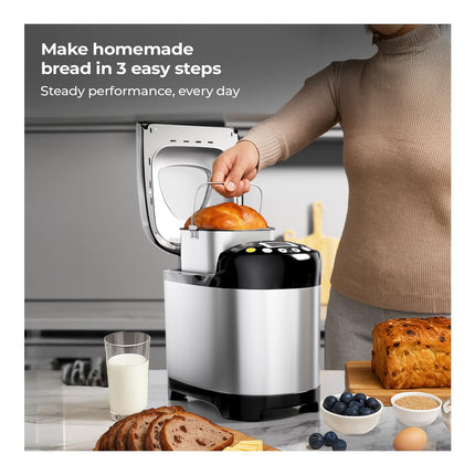 Lifelong Atta Dough & Bread Maker Machine for Home - 550W One Touch Automatic Machine for Kneading, Baking & Fermentation - 19 Presets - Chapati Dough, Multiple Bread types, Dessert, Cake, Jam etc. 