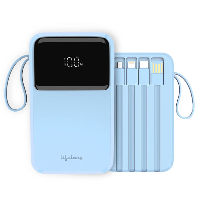 Lifelong Electronics 20000mAh 22.5W Fast Charging Power Bank | 3 Inputs (in-Built USB Cable + Lightning + Type-C Port) | 6 Outputs (3 in-Built Cables + 1 Type-C Port + 2 USB Ports) | QC 3.0 Powerbank 