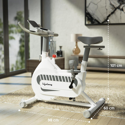 Lifelong Fit Pro Spin Fitness Bike|8Kg Flywheel|Adjustable Resistance & Heart Rate Sensor|Quiet Belt-Driven System|Touch LED Screen Display|Steel Frame|Home Workout & Cardio|Max Weight 120Kg 