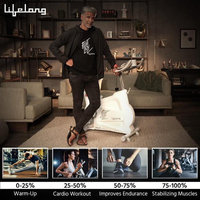 Lifelong Fit Pro Spin Fitness Bike with 7Kg Flywheel, Adjustable Resistance & Heart Rate Sensor for Fitness at Home Workouts|Max Weight Capacity: 100 kg (LLSBB50, Black) 