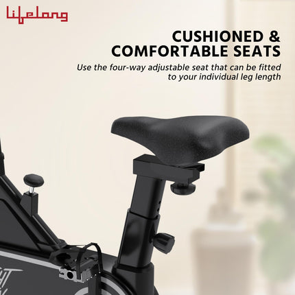 Lifelong Fit Pro Spin Fitness Bike with 7Kg Flywheel, Adjustable Resistance & Heart Rate Sensor for Fitness at Home Workouts|Max Weight Capacity: 100 kg (LLSBB50, Black) 