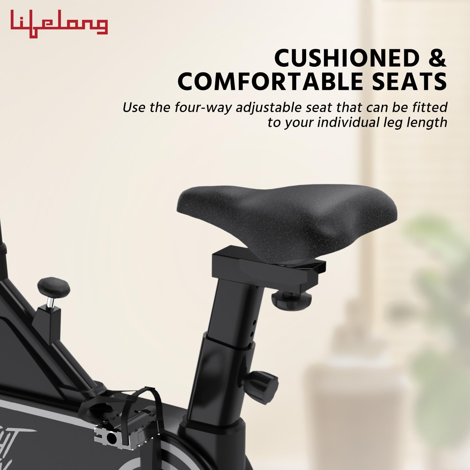 Lifelong Fit Pro Spin Fitness Bike with 7Kg Flywheel, Adjustable Resistance & Heart Rate Sensor for Fitness at Home Workouts|Max Weight Capacity: 100 kg (LLSBB50, Black) 