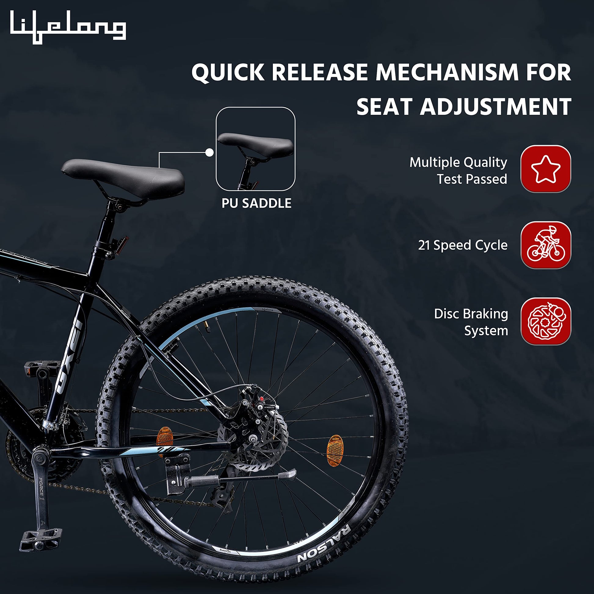 Lifelong MTB 27.5T Gear Cycle for Men and Women - 21 Speed Mountain Bike - Shimano Gear Cycles – Suitable for 14+ Year Boys and Girls - Rider Height Above 5 feet 5 inches (Conqueror, LLBC2792) 