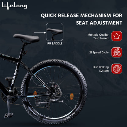 Lifelong MTB 27.5T Gear Cycle for Men and Women - 21 Speed Mountain Bike - Shimano Gear Cycles – Suitable for 14+ Year Boys and Girls - Rider Height Above 5 feet 5 inches (Conqueror, LLBC2792) 