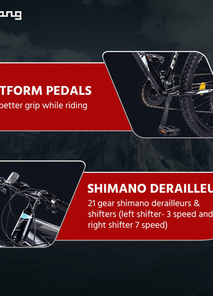 Lifelong MTB 27.5T Gear Cycle for Men and Women - 21 Speed Mountain Bike - Shimano Gear Cycles – Suitable for 14+ Year Boys and Girls - Rider Height Above 5 feet 5 inches (Conqueror, LLBC2792) 