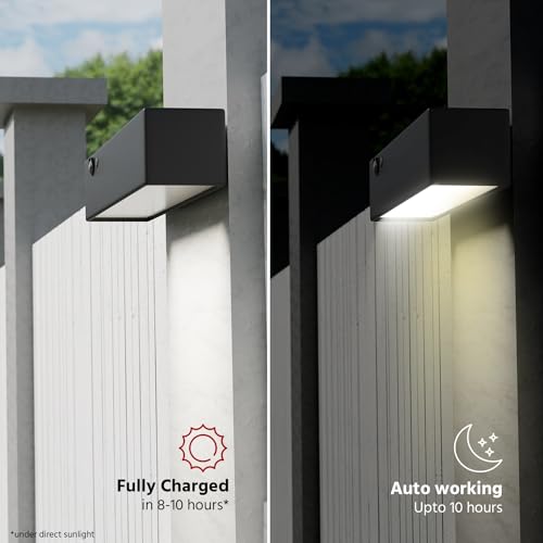 Lifelong Metal Solar Deck Light Outdoor for Home Decor-Solar Panel with Led Light&Upto 10 Hrs Use-1000 Lumens-Waterproof Wall Lamp-Motion&Light Sensor-4 Modes Light for Garden Balcony Terrace Stairs 