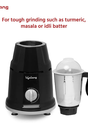 Lifelong Mixer Grinder for Kitchen - 2 Jars 500 Watt - Mixie with Mini Jar for Chutney & Liquidizing Jar used as Wet Grinder & Blender for Milkshake, Smoothie, Puree -Stainless Steel Blades (LLMG93) 