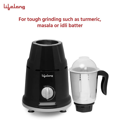 Lifelong Mixer Grinder for Kitchen - 2 Jars 500 Watt - Mixie with Mini Jar for Chutney & Liquidizing Jar used as Wet Grinder & Blender for Milkshake, Smoothie, Puree -Stainless Steel Blades (LLMG93) 