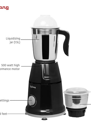 Lifelong Mixer Grinder for Kitchen - 2 Jars 500 Watt - Mixie with Mini Jar for Chutney & Liquidizing Jar used as Wet Grinder & Blender for Milkshake, Smoothie, Puree -Stainless Steel Blades (LLMG93) 