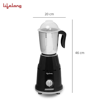 Lifelong Mixer Grinder for Kitchen - 2 Jars 500 Watt - Mixie with Mini Jar for Chutney & Liquidizing Jar used as Wet Grinder & Blender for Milkshake, Smoothie, Puree -Stainless Steel Blades (LLMG93) 