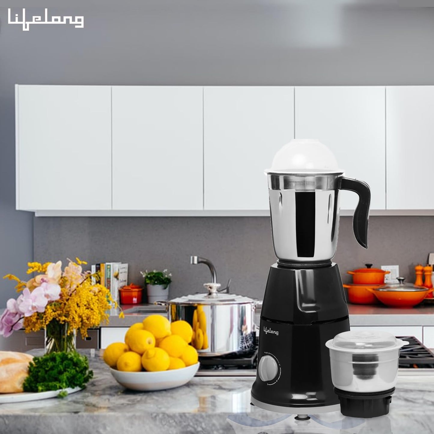 Lifelong Mixer Grinder for Kitchen - 2 Jars 500 Watt - Mixie with Mini Jar for Chutney & Liquidizing Jar used as Wet Grinder & Blender for Milkshake, Smoothie, Puree -Stainless Steel Blades (LLMG93) 
