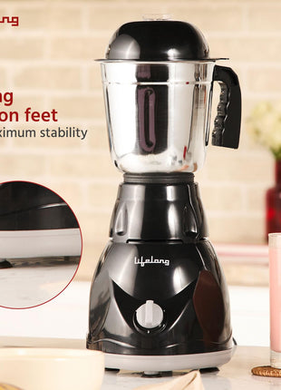 Lifelong Mixer Grinder for Kitchen - 3 Jars 500 Watt Mixie - Chutney Jar, Dry Grinder Jar & Liquidizing Jar used as Wet Grinder & Blender for Milkshake, Smoothie, Puree -Stainless Steel Blades(LLMG23) 