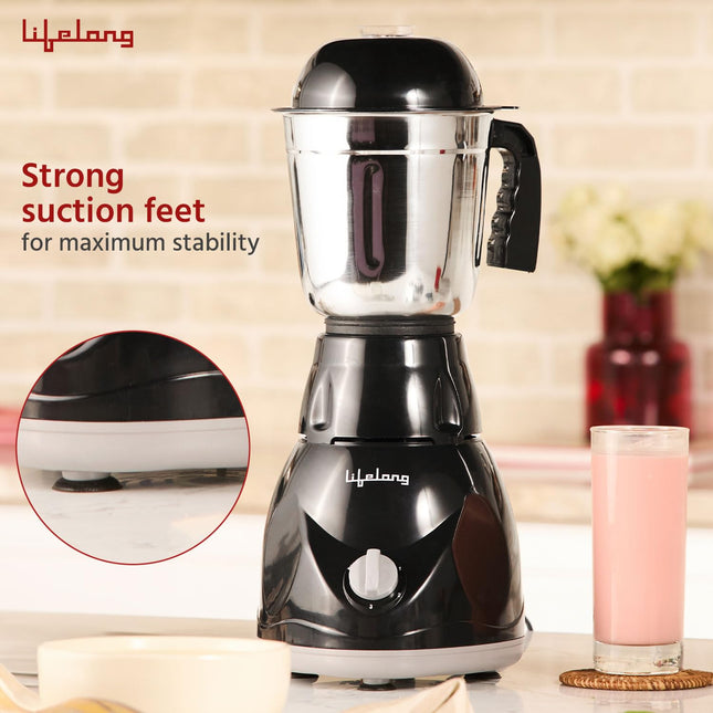Lifelong Mixer Grinder for Kitchen - 3 Jars 500 Watt Mixie - Chutney Jar, Dry Grinder Jar & Liquidizing Jar used as Wet Grinder & Blender for Milkshake, Smoothie, Puree -Stainless Steel Blades(LLMG23) 