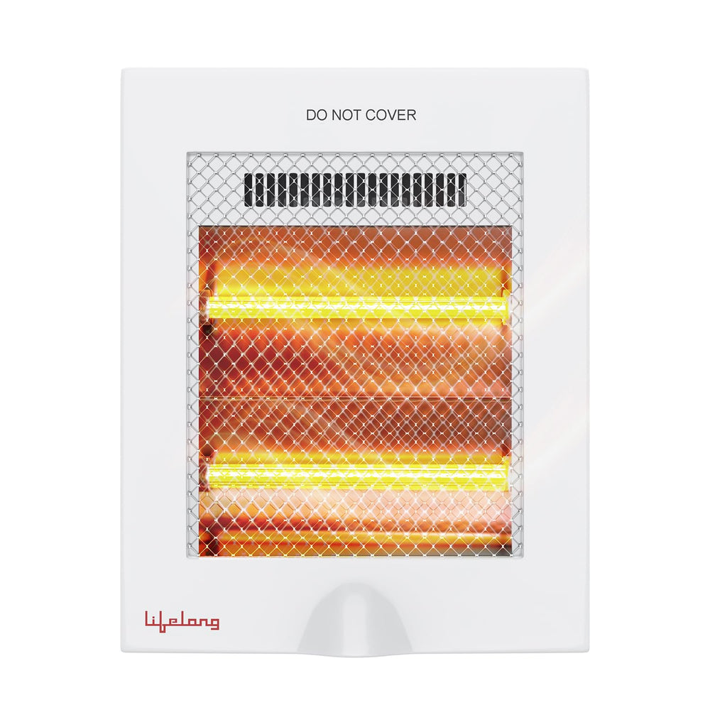 Lifelong Regalia 800 Watts Quartz Room Heater for Home with 2 Power settings, ISI Certified, 2 Rod Heater for Room |Cord Length 1.5 Meter| 1 Year Manufacturer's Warranty (LLQH922, White)