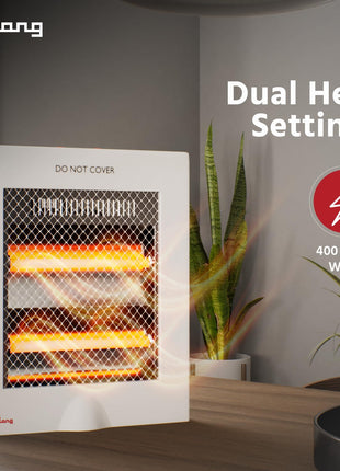 Lifelong Regalia 800 Watts Quartz Room Heater for Home with 2 Power settings, ISI Certified, 2 Rod Heater for Room |Cord Length 1.5 Meter| 1 Year Manufacturer's Warranty (LLQH922, White) 