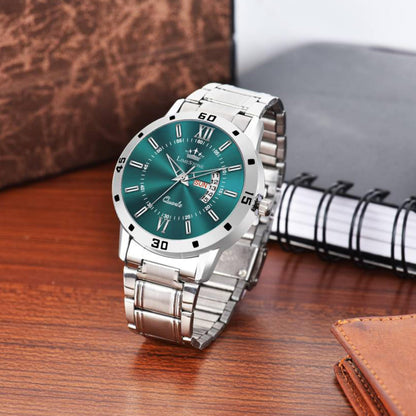 Limestone Day and Date Functioning Steel Strap New Quartz Analog Watch for Men Classic Design Men's Wrist Watches 