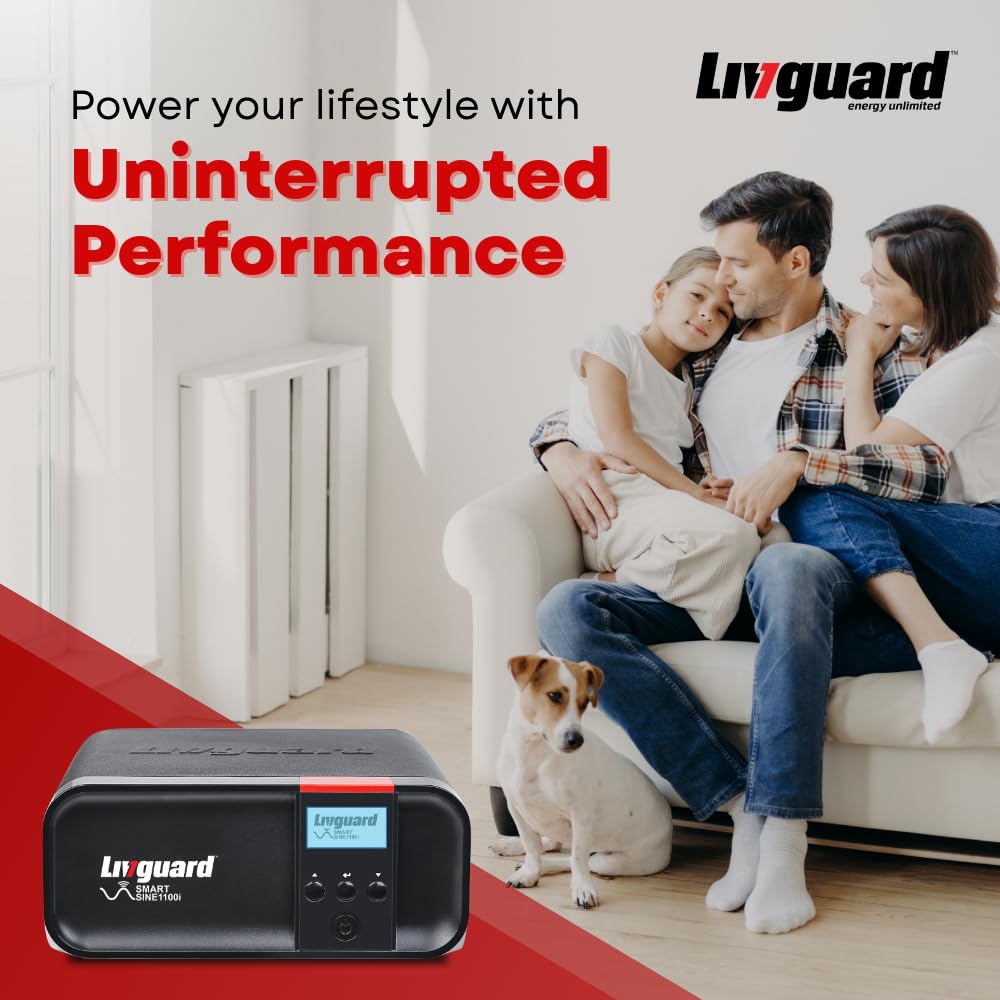 Livguard Smart SINE 1100i Inverter for Home, Office & Shops | 900VA/12V Pure Sinewave | Supports 1 Inverter Battery | Multi Function LCD Display with WiFi connectivity and Mob App Control 