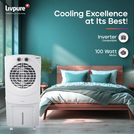 Livpure Coolbud Personal Air Cooler- 46L with High Air Delivery| Motor with Thermal Overload Protection| Antibacterial Honeycomb Pads | Inverter Compatibility| 2 years Warranty 