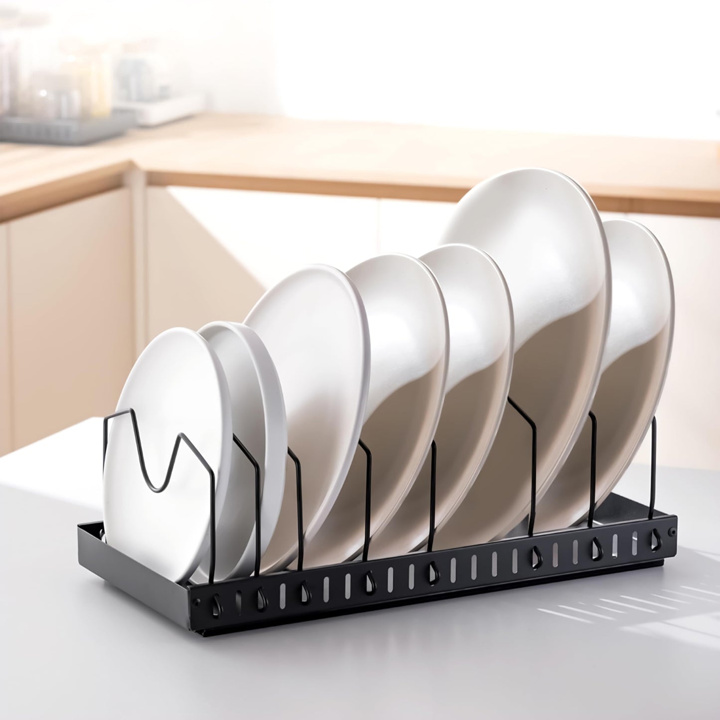 Livzing Pan & Pot Organizer Rack for Cabinet - Stainless Steel Adjustable Sliding Kitchen Rack for Frying Pan, Plate, Lids - Under Cabinet Storage for Modular Kitchen - Expandable Cookware Organizer 
