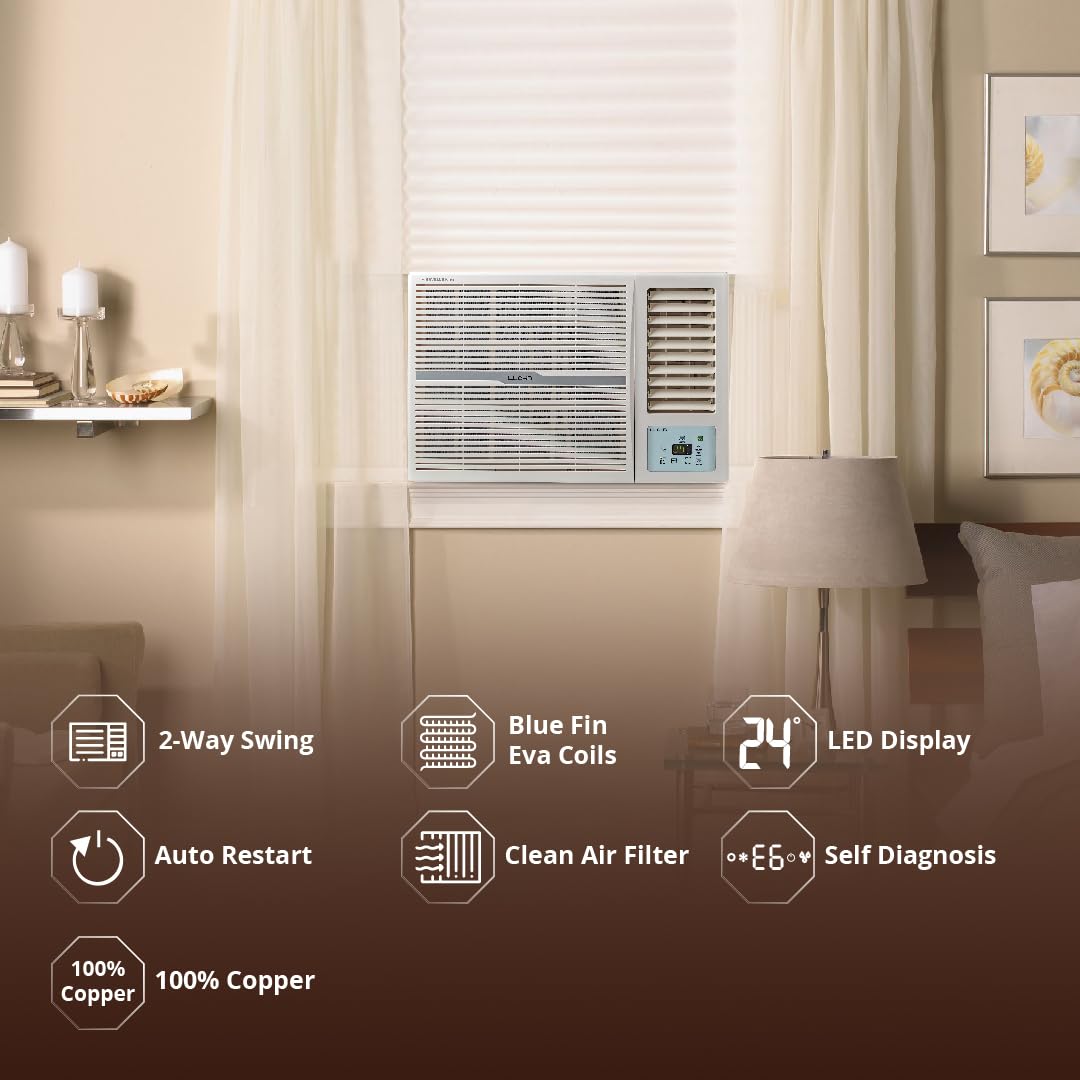 Lloyd 1.5 Ton 3 Star Fixed Speed Window Ac (Copper, White With Silver Deco Strip, GlW18C3YWSEW/XWSEW) 